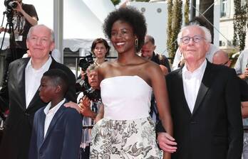 Luc Dardenne, Pablo Schils, Joely Mbundu y Jean-Pierre Dardenne.