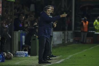 Valverde durante el partido de Copa ante el Sestao River.