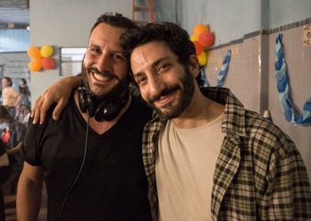 El director Diego Lerman con el actor principal Juan Minujín.