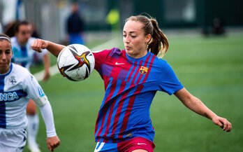 Ornella, durante un partido de la temporada pasada con el Barcelona B.