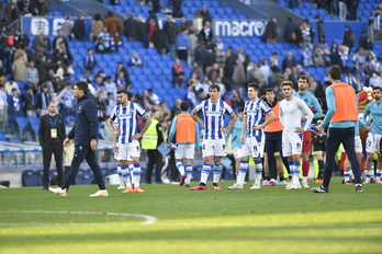 La imagen refleja la frustración de los realistas tras perder dos puntos el sábado ante el Celta en el minuto 93.