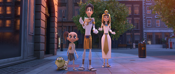 La mascota Croc, el niño Shekem, el auriga Thut y la Princesa Nefer. 