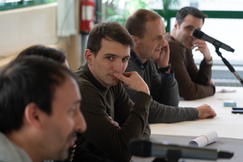 Carlos Chocarro, durante la rueda de prensa de su despedida. 