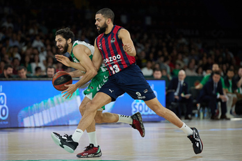 Bilbao Basketek eta Real Madrilek gaur jokatu duten partidako irudi bat.