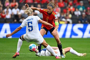 Irene Paredes durante el encuentro entre España y Finlandia de la pasada Eurocopa.