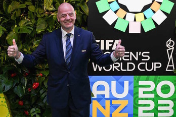 Infantino en una imagen de archivo, sonríe con motivo del sorteo del Mundial.