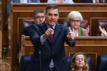 El presidente del Gobierno español, Pedro Sánchez, durante el pleno de control de este miércoles.