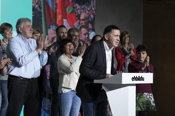 Arnaldo Otegi, kanpaina hasierako ekitaldian. 