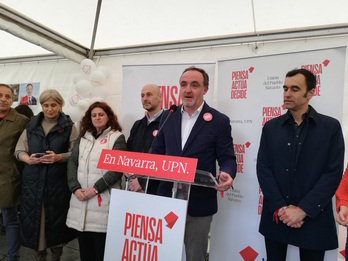 Javier Esparza, en el acto electoral de UPN celebrado este domingo.