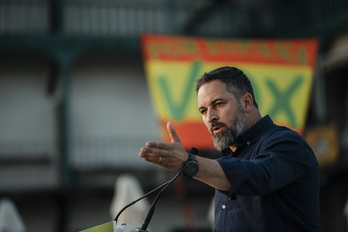 Santiago Abascal, en un mitin en Chinchón (Madrid).