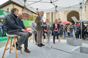 Iñigo Urkullu, durante su intervención en el acto del PNV en Agurain. 