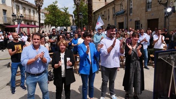  La portavoz nacional del BNG, Ana Pontón, en un acto de campaña electoral en Verín.