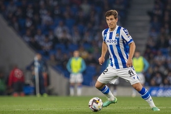 Aihen Muñoz, en el último partido de Anoeta contra el Almería.