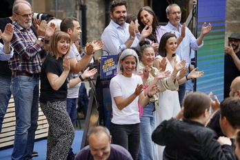 Candidatas y candidatos de EP, en el cierre de campaña en Bilbo.