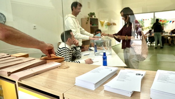 Imagen de un colegio electoral en Iruñea, el pasado 28 de mayo.