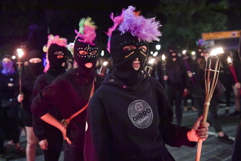 Contundente alegato feminista en Alde Zaharra de Iruñea, a 36 horas del inicio sanferminero.
