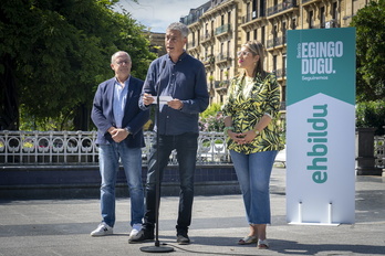 Oskar Matute ha participado en un acto de EH Bildu en Donostia.