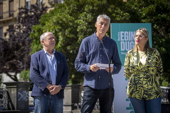 Por la mañana, EH Bildu exigió en Donostia que se aproveche la Ley de Vivienda.