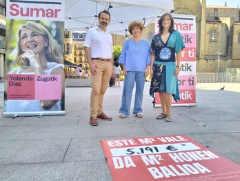 Joserra Becerra, Pilar Garrido eta Miren Echeveste, Donostiako ekitaldian.