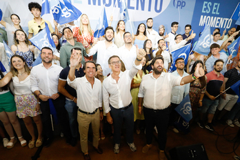 José María Aznar, Alberto Núñez Feijóo y Fernando López Miras, en Murcia.