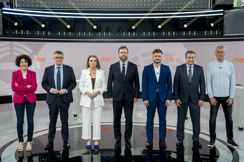 Vidal (Sumar), Lopez (PSOE), Gamarra (PP), Espinosa (Vox), Rufian (ERC), Esteban (EAJ) eta Matute (EH Bildu): zazpitik hiru, euskal herritarrak.