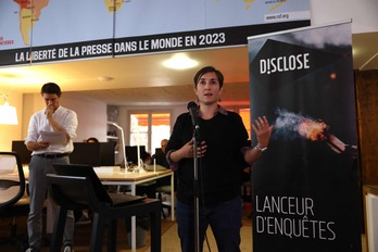 Ariane Lavrilleux kazetaria 2023ko irailean egindako prentsa agerraldian