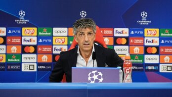 Imanol, en la rueda de prensa oficial que ha dado en el Estadio da Luz. 