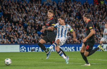 Mikel Oyarzabal, en el último partido de Anoeta ante el Salzburgo.