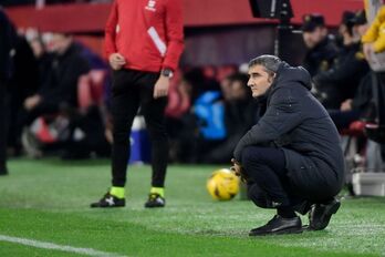 Valverde dirigió en Sevilla su partido número 500 en Primera.