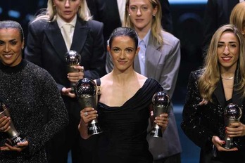 Marta, Aitana y Carmona, tres de las ganadoras de la noche en la gala The Best de FIFA.