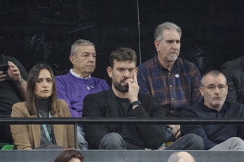 El presidente de Bàsquet Girona Marc Gasol el pasado mes de diciembre en el palco del Bilbao Arena.