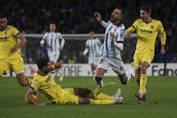 Brais no puede superar a la zaga del Villarreal, una imagen de la impotencia realista. 