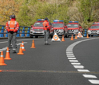 Imagen de un control de carretera de la Policía Foral.