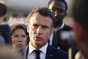 El presidente francés, Emmanuel Macron, en visita oficial a Guayana.