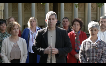 Arkaitz Rodríguez, en el acto de esta mañana en la Casa de Juntas de Gernika.