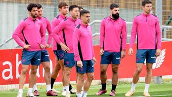 Jugadores del Athletic en un entrenamiento en Lezama.
