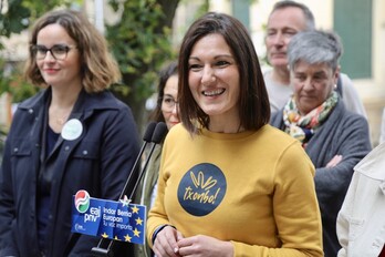 Oihana Agirregoitia, en un acto electoral del PNV en Getxo con motivo de Ibilaldia. 