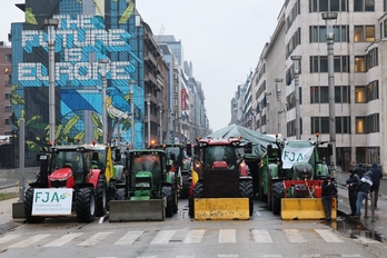 Organizaciones de agricultores protestan en Bruselas en febrero de este año.