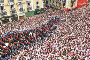 La plaza del Ayuntamiento de Iruñea, tras el txupinazo de 2023.