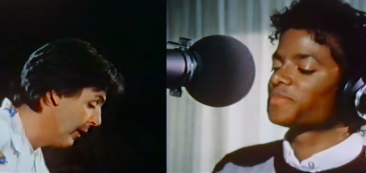 Michael Jackson eta Paul McCartney ek elkarrekin abestu zuten  'The Girl Is Mine' bideokliparen irudi bat