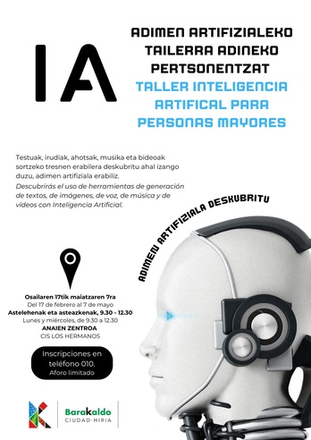  Cartel de los talleres de inteligencia artificial para mayores de Barakaldo.