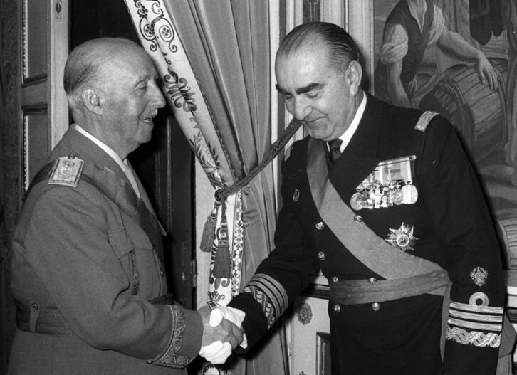 Franco eta Carrero Blanco, diktadoreak gobernuburu izendatu zuenean.