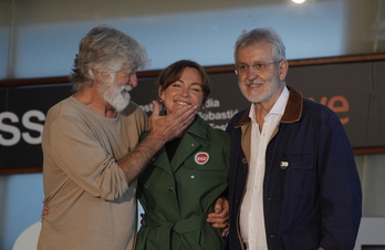 Kandido Uranga, Nagore Aranburu eta Jose Ramon Soroiz, aurkezpenean.