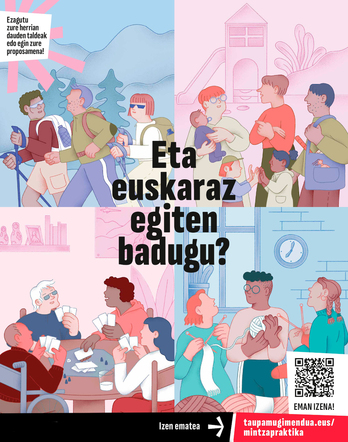 Aurtengo Mintzapraktika egitasmoa iragartzen duen kartela.