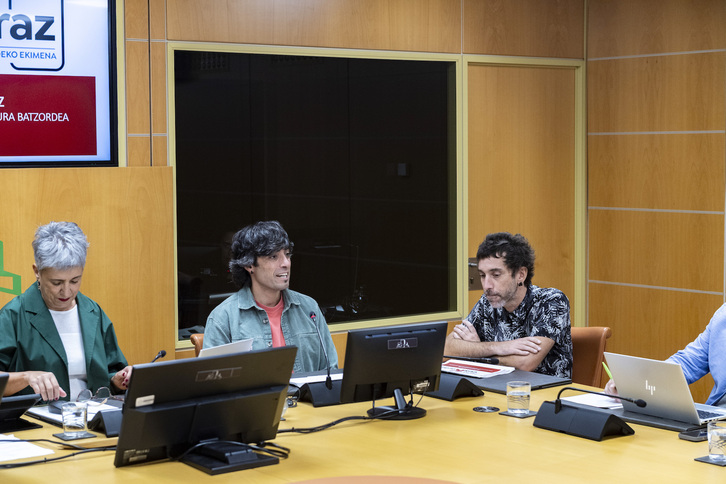 Alex Aginagalde, Pantailak Euskaraz taldeko bozeramailea, Eusko Legebiltzarreko Kultura batzordean.