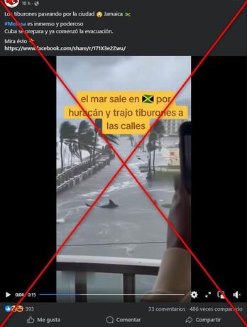 Imagen satelital del huracán Melissa. 