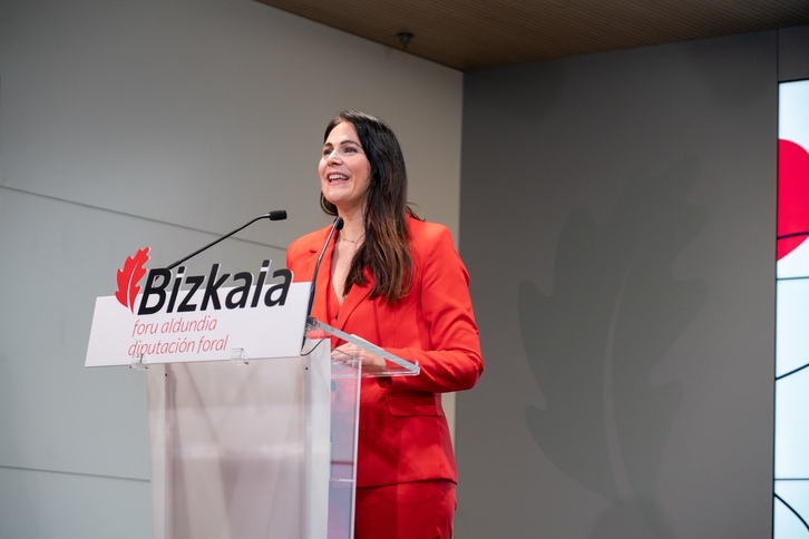 Leixuri Arrizabalaga Euskara, Kultura eta Kirol diputatua, 'Bizkaian bagara. Berbak zubi.' proiektuaren aurkezpenean