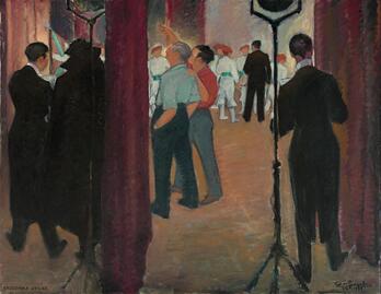 Antonio Gezalaren olio-pintura; Eresoinkaren azken emanaldia erakutsiz. Ezkerrean Enrique Jorda