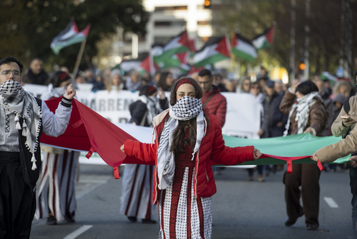 Yala Nafarroa deituta manifestazioa Palestinaren alde, 2025eko azaroan.